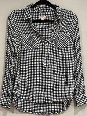 Merona Black & White Checkered Long-Sleeve Shirt Women's Medium
